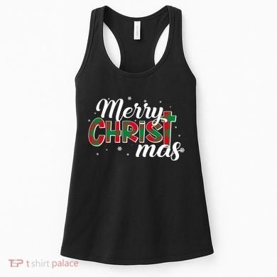Plaid Merry Christmas Christ Women's Tank Top