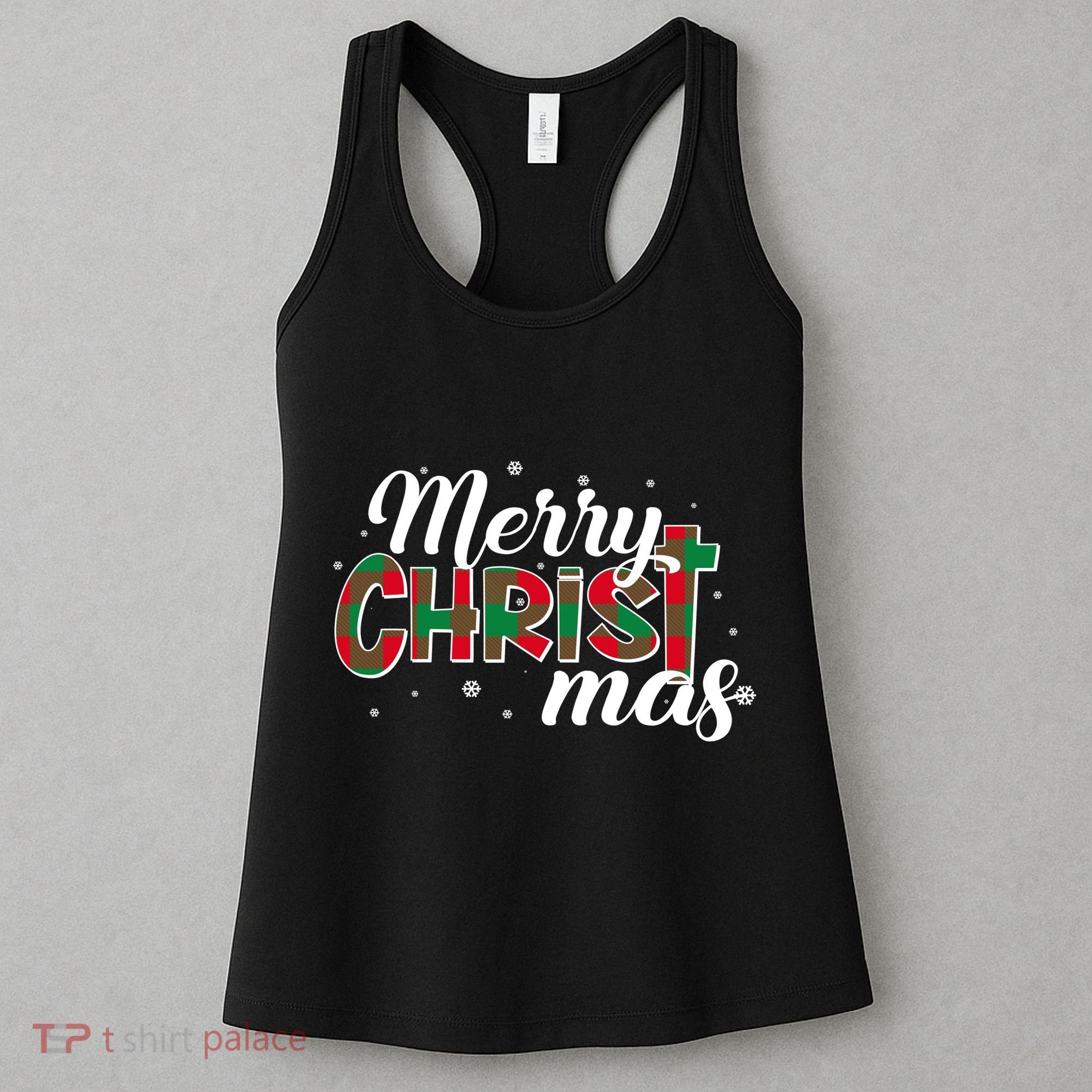 Plaid Merry Christmas Christ Women's Tank Top