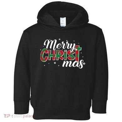 Plaid Merry Christmas Christ Toddler Hoodie