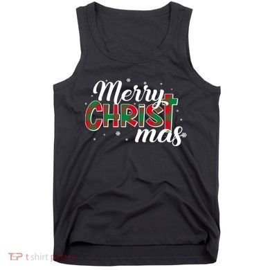 Plaid Merry Christmas Christ Tank Top