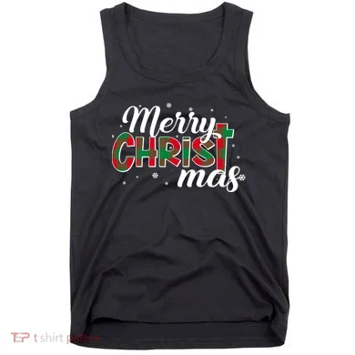 Plaid Merry Christmas Christ Tank Top