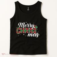 Plaid Merry Christmas Christ Tank Top thumb 2