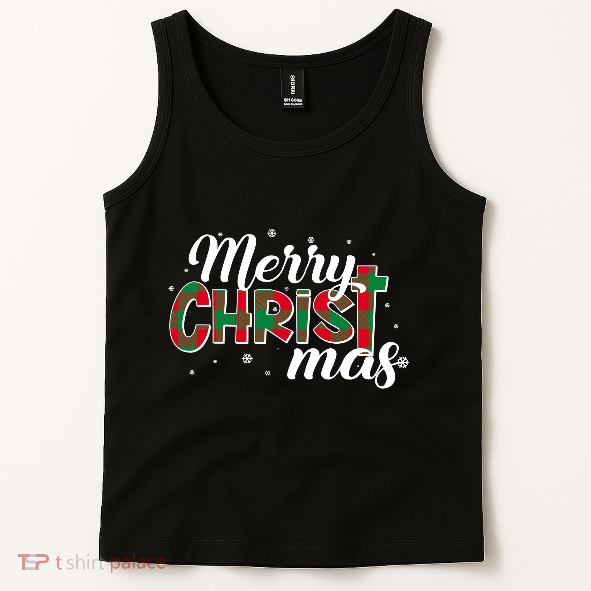 Plaid Merry Christmas Christ Tank Top