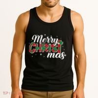 Plaid Merry Christmas Christ Tank Top thumb 3