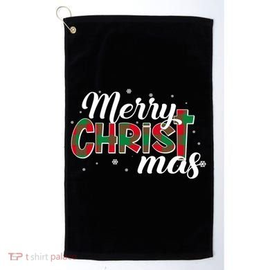 Plaid Merry Christmas Christ Golf Towel