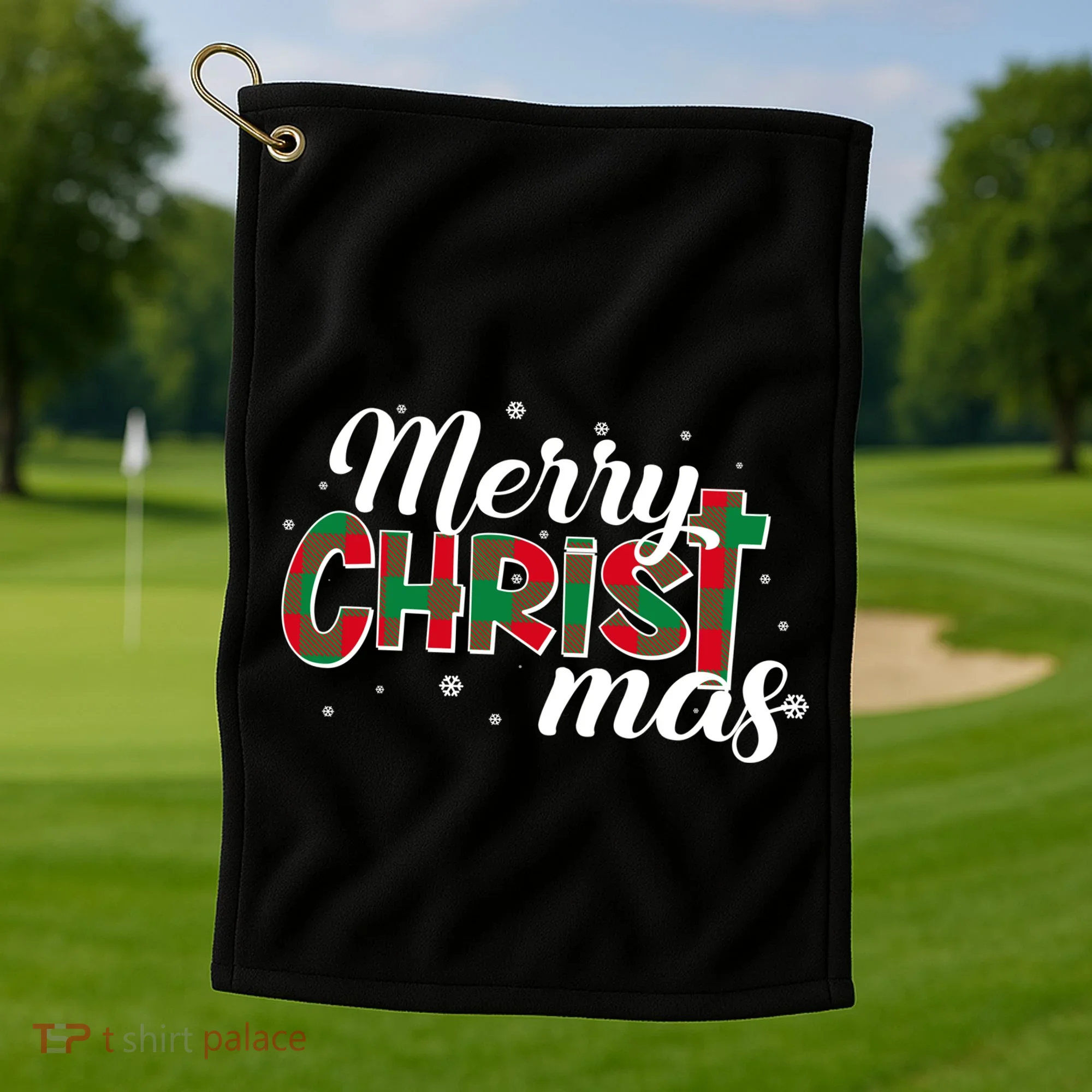 Plaid Merry Christmas Christ Golf Towel
