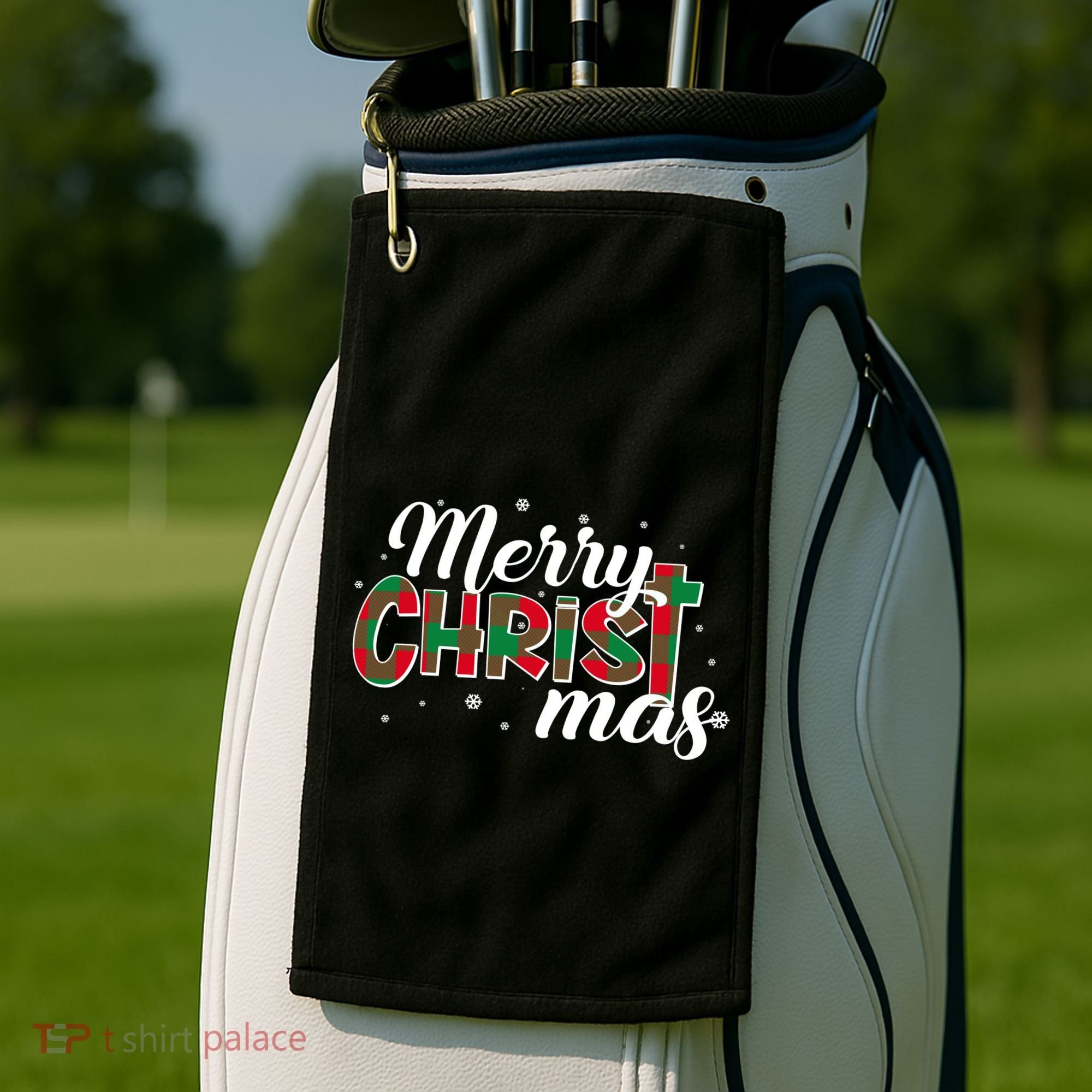 Plaid Merry Christmas Christ Golf Towel