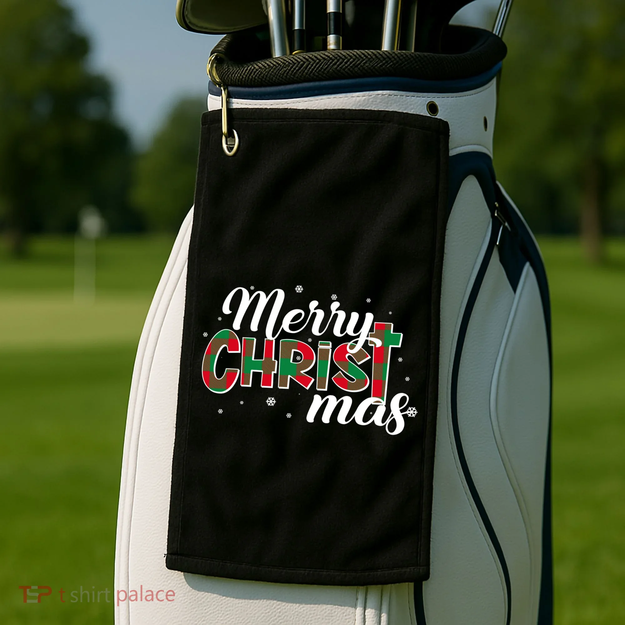 Plaid Merry Christmas Christ Golf Towel