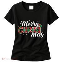 Plaid Merry Christmas Christ Women's T-Shirt thumb 0