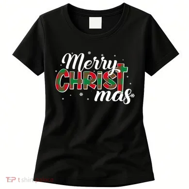 Plaid Merry Christmas Christ Women's T-Shirt
