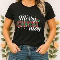 Plaid Merry Christmas Christ Women's T-Shirt thumb 2