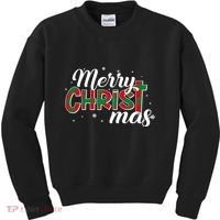 Plaid Merry Christmas Christ Kids Sweatshirt thumb 0