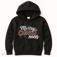 Plaid Merry Christmas Christ Kids Hoodie thumb 0