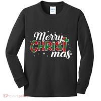 Plaid Merry Christmas Christ Kids Long Sleeve Shirt thumb 0