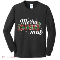 Plaid Merry Christmas Christ Kids Long Sleeve Shirt thumb 0