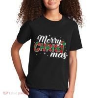 Plaid Merry Christmas Christ Kids T-Shirt thumb 2