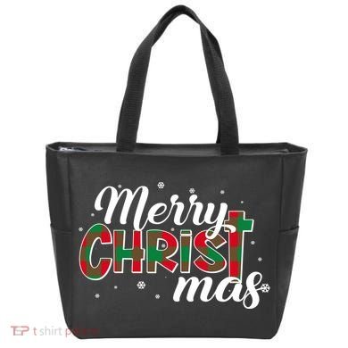 Plaid Merry Christmas Christ Tote Bag