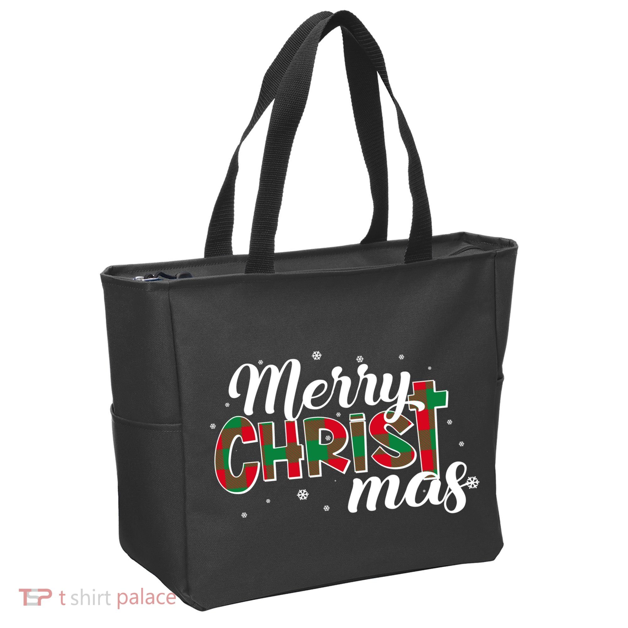 Plaid Merry Christmas Christ Tote Bag
