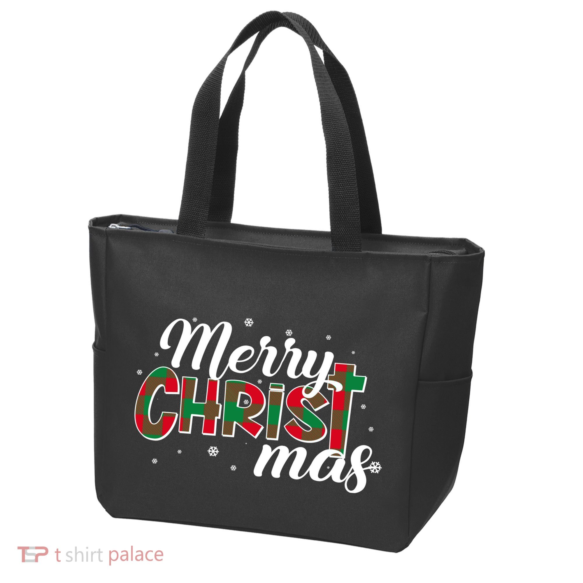 Plaid Merry Christmas Christ Tote Bag