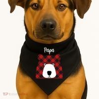 Plaid Pattern Papa Bear USA-Made Doggie Bandana thumb 1