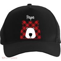 Plaid Pattern Papa Bear Five-Panel Snapback Cap thumb 0