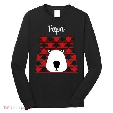 Plaid Pattern Papa Bear Long Sleeve Shirt