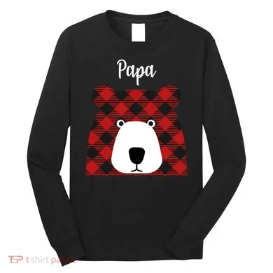 Plaid Pattern Papa Bear Long Sleeve Shirt