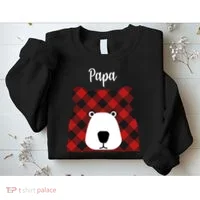 Plaid Pattern Papa Bear Sweatshirt thumb 2