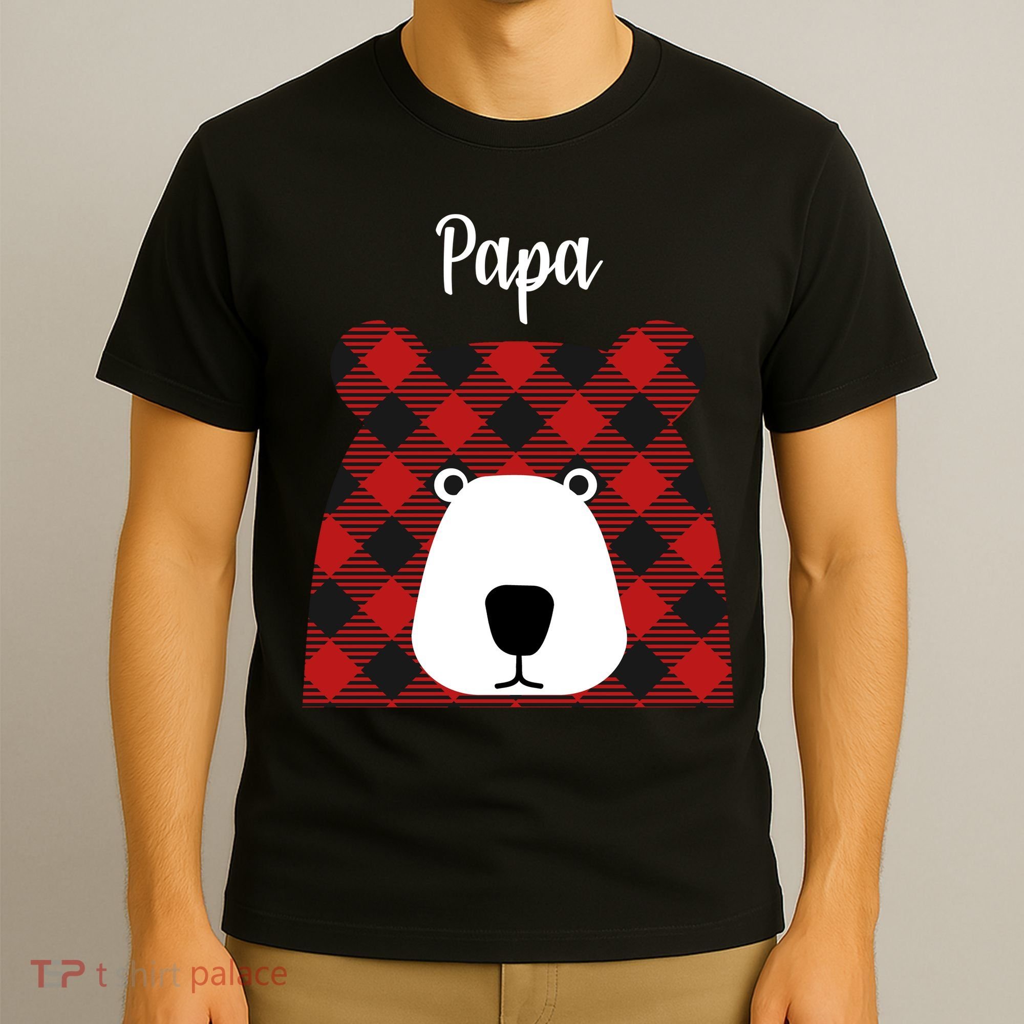 Plaid Pattern Papa Bear T-Shirt