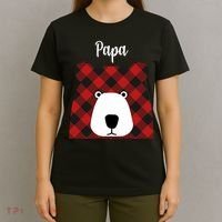 Plaid Pattern Papa Bear T-Shirt thumb 4