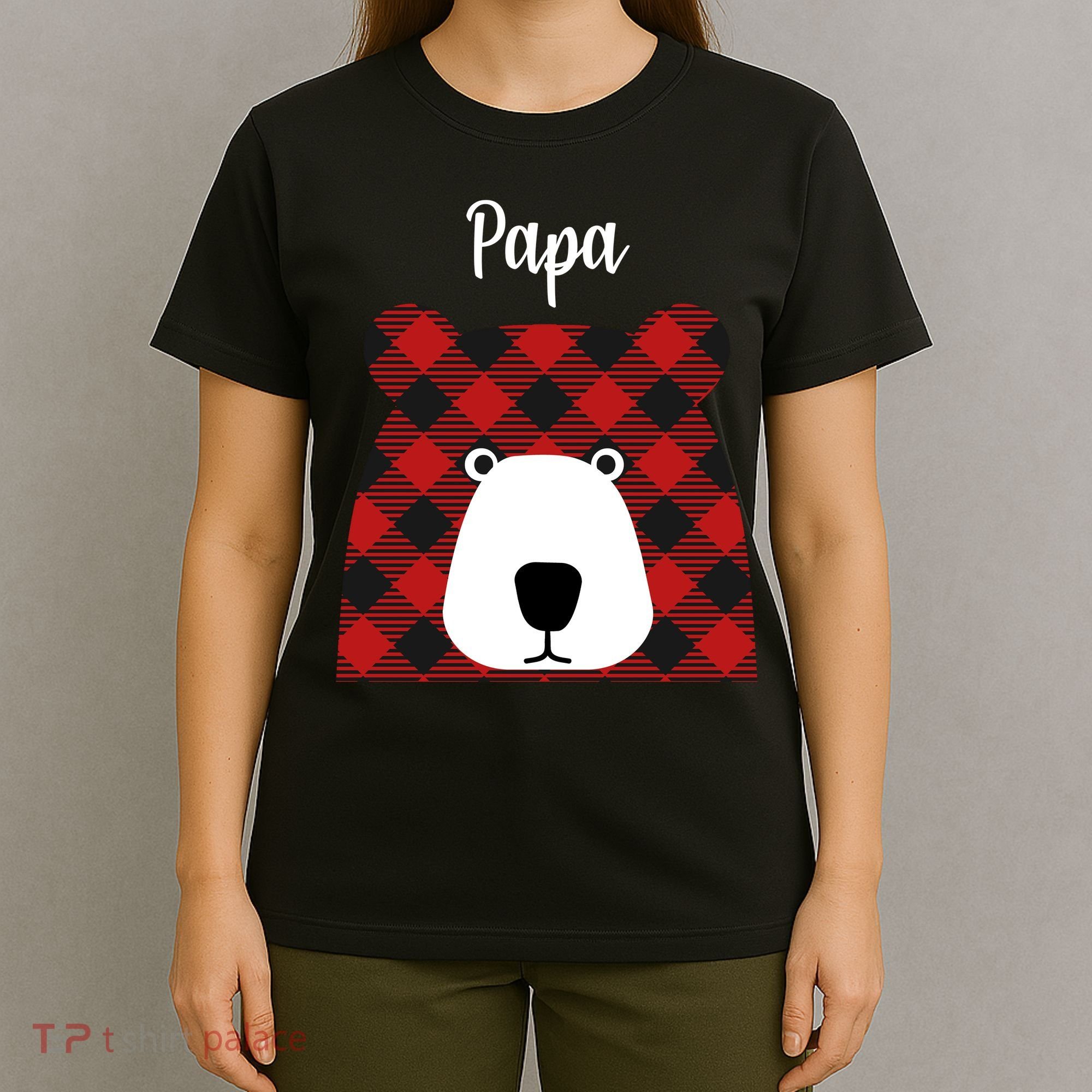 Plaid Pattern Papa Bear T-Shirt