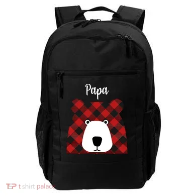 Plaid Pattern Papa Bear Backpack
