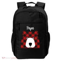 Plaid Pattern Papa Bear Backpack thumb 0