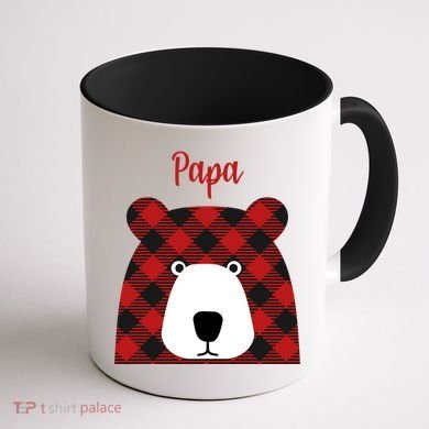 Plaid Pattern Papa Bear Coffee Mug back