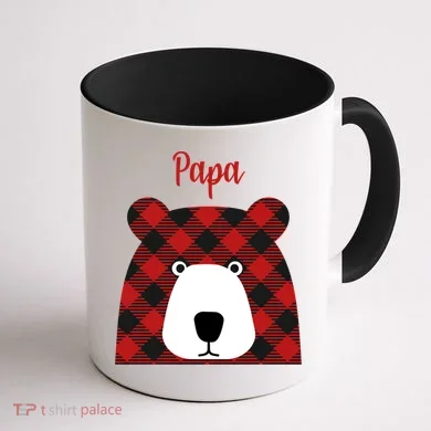 Plaid Pattern Papa Bear Coffee Mug back