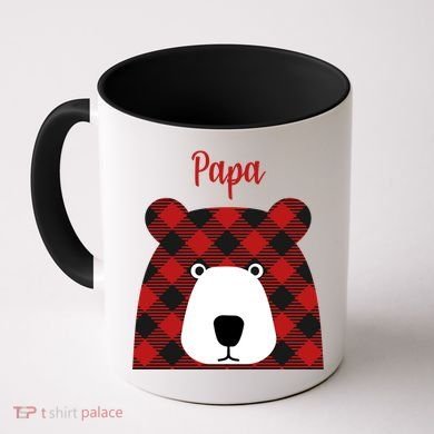 Plaid Pattern Papa Bear Coffee Mug