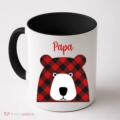 Plaid Pattern Papa Bear Coffee Mug