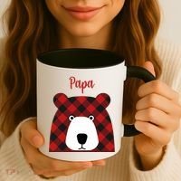 Plaid Pattern Papa Bear Coffee Mug thumb 3