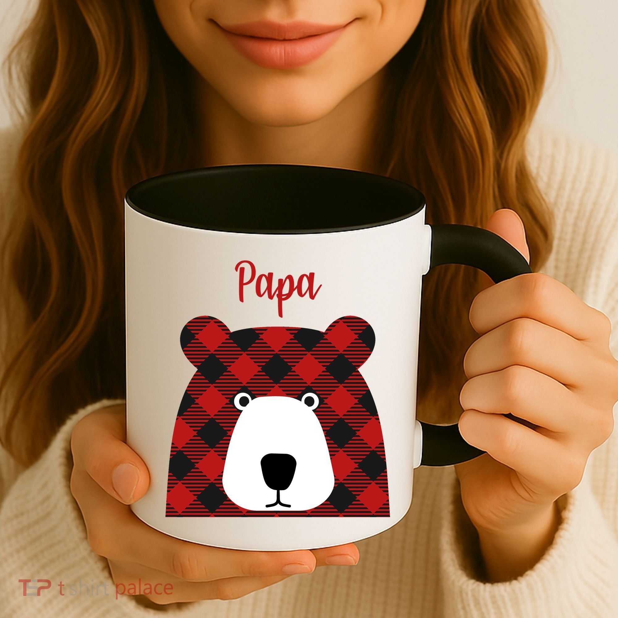 Plaid Pattern Papa Bear Coffee Mug