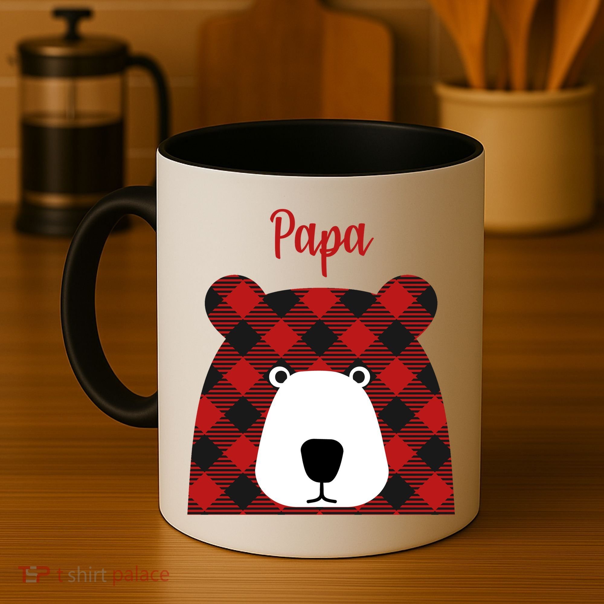 Plaid Pattern Papa Bear Coffee Mug