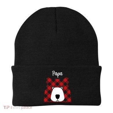 Plaid Pattern Papa Bear Beanie
