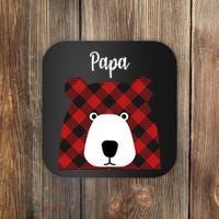 Plaid Pattern Papa Bear Coaster thumb 0