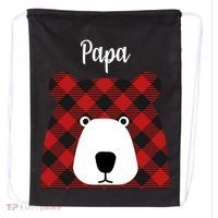 Plaid Pattern Papa Bear Drawstring Bag thumb 0