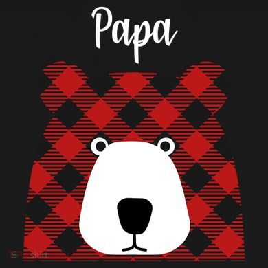 Plaid Pattern Papa Bear Drawstring Bag