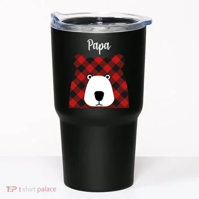 Plaid Pattern Papa Bear Tumbler