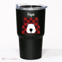 Plaid Pattern Papa Bear Tumbler thumb 0