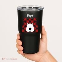 Plaid Pattern Papa Bear Tumbler thumb 2