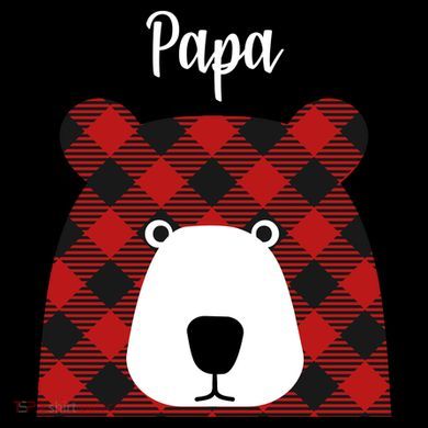 Plaid Pattern Papa Bear Sustainable Knit Beanie
