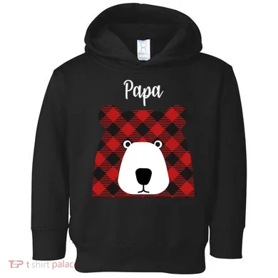 Plaid Pattern Papa Bear Toddler Hoodie