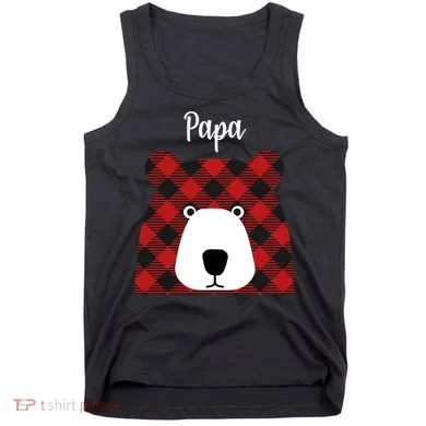 Plaid Pattern Papa Bear Tank Top